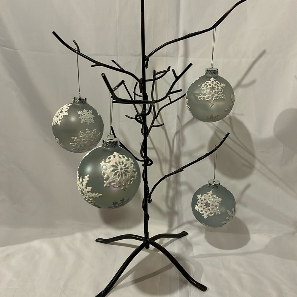 Glass Iridescent Snowflake Ornaments